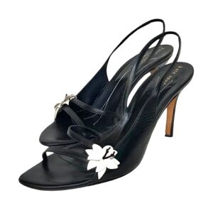 Kate Spade Montage Leather Strappy Black & White Sling Back Heels Size 8.5M